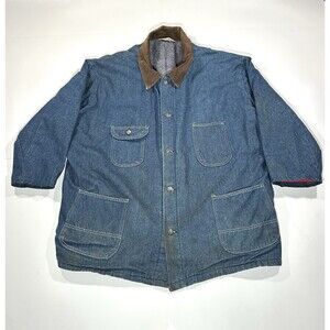 VTG Key Imperial Blanket Lined Corduroy Collar Denim Jean Jacket 70s Blue Rare